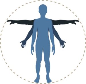 Drawing of man with arms out streatched - DaVinci influenced
