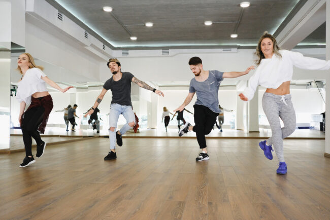 Dancers rehearsing in a studio