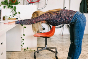 stretching at desk