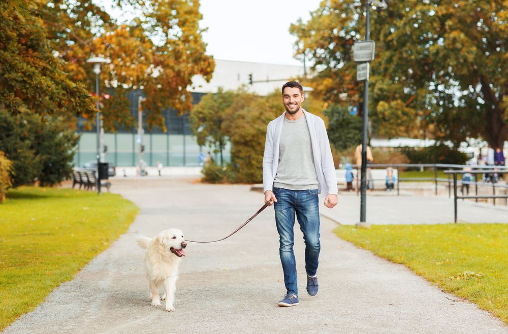 Man walking with dog.