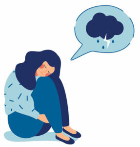 Depressed lady illustration