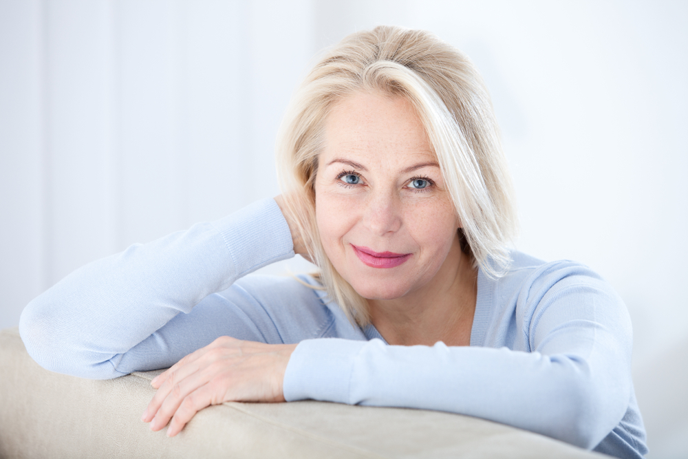 Women with platinum hair, resting